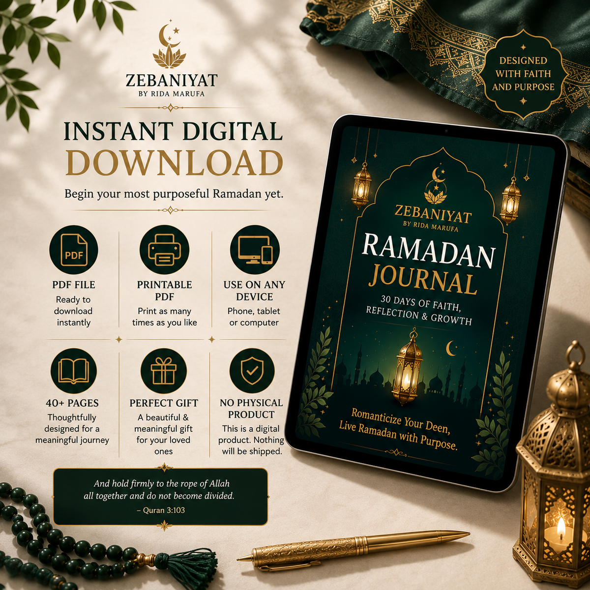 Zebaniyat Ramadan Journal – 30 Days of Faith, Reflection & Growth