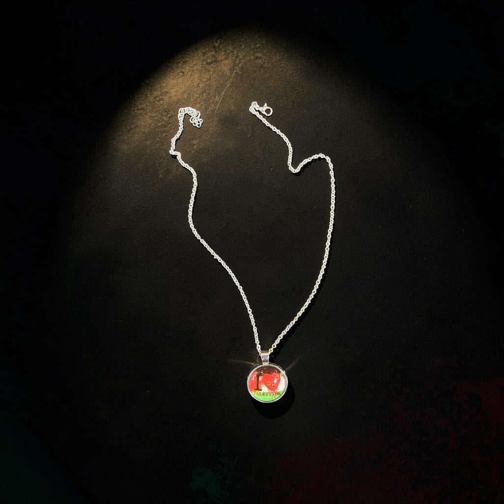 I Love Palestine Pendant Necklace-Silver Tone|Zarafshan by Zebaniyat