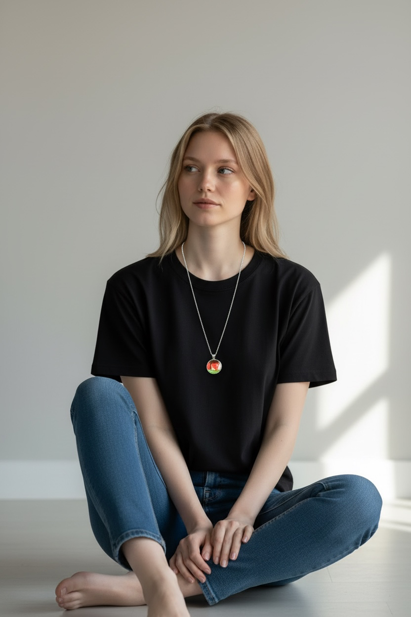 I Love Palestine Pendant Necklace-Silver Tone|Zarafshan by Zebaniyat