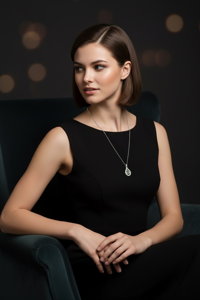 Noor Drop Allah Pendant Necklace | Zarafshan by Zebaniyat