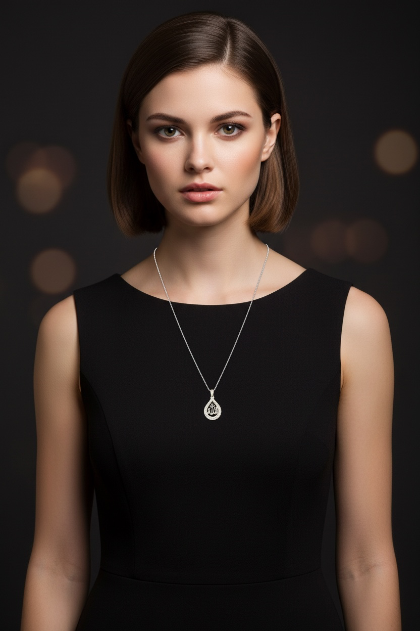 Noor Drop Allah Pendant Necklace | Zarafshan by Zebaniyat